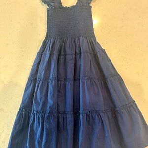 Hill House Home - Tiny Ellie Nap Dress - Girls Size 7/8 - Navy Poplin